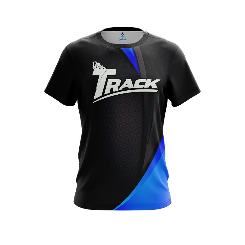 Track Carbon Blue Swirl CoolWick Bowling Jersey