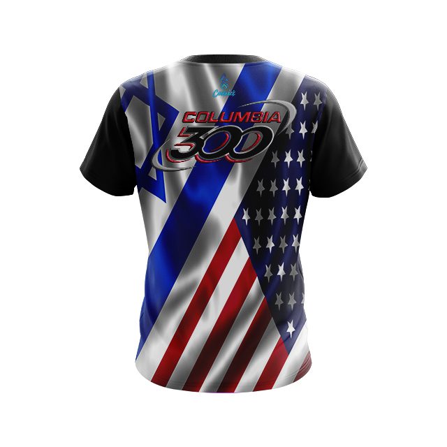 Columbia 300 USA Israeli Silk Flag CoolWick Bowling Jersey - Image 2