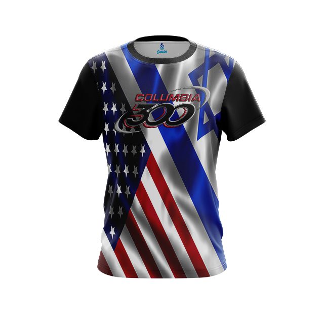 Columbia 300 USA Israeli Silk Flag CoolWick Bowling Jersey