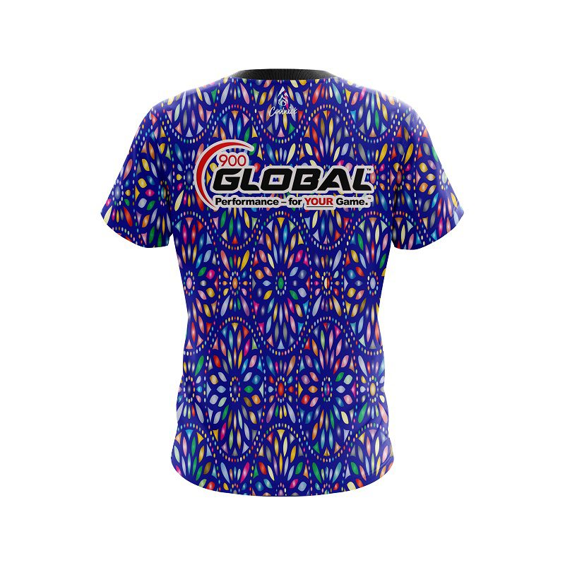 900 Global Kaleidoscope Blue CoolWick Bowling Jersey - Image 2