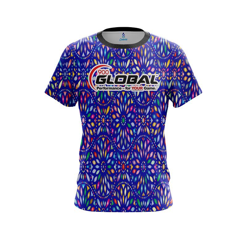 900 Global Kaleidoscope Blue CoolWick Bowling Jersey
