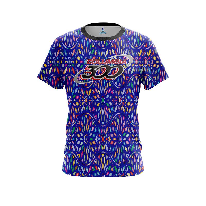 Columbia 300 Kaleidoscope Blue CoolWick Bowling Jersey
