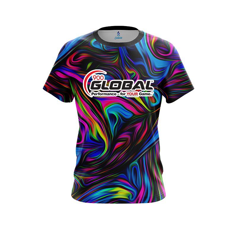 900 Global Psychedelic Swirl CoolWick Bowling Jersey
