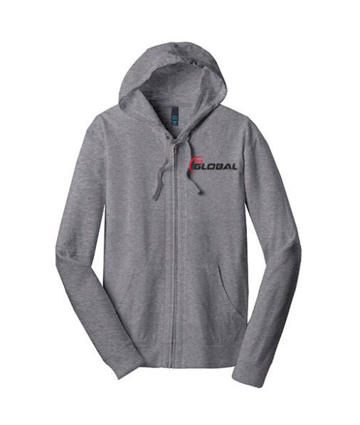 900 Global Men's Iron Dri-Fit Grey Full-Zip Lightweight Hoodie