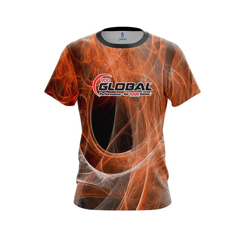 900 Global Energy Swirls Orange CoolWick Bowling Jersey
