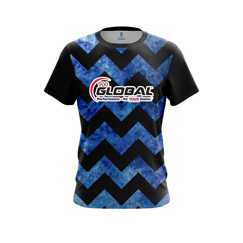 900 Global Marble Zig Zag Blue CoolWick Bowling Jersey