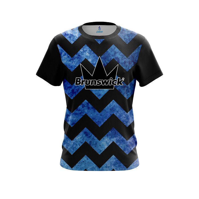 Brunswick Marble Zig Zag Blue CoolWick Bowling Jersey