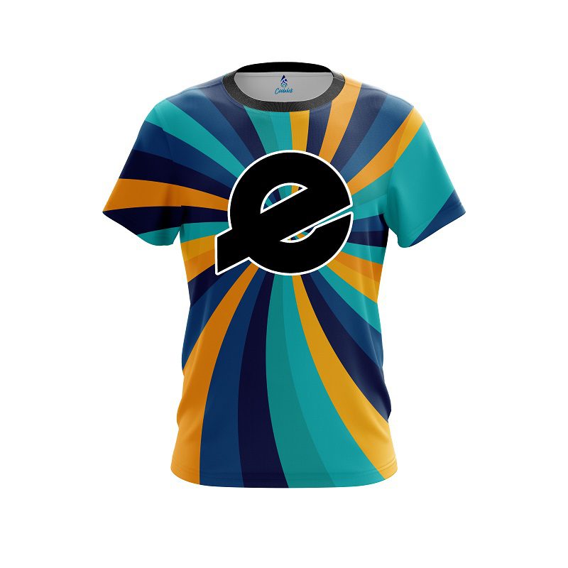 Ebonite Orange And Blue Color Swirl CoolWick Bowling Jersey