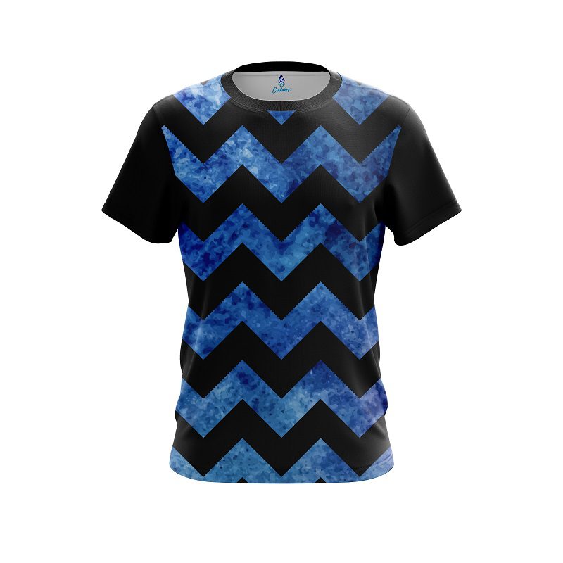 Plain Marble Zig Zag Blue CoolWick Bowling Jersey