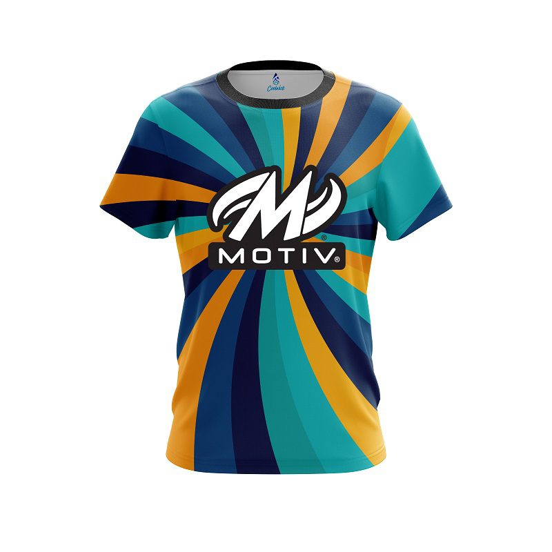 Motiv Orange And Blue Color Swirl CoolWick Bowling Jersey