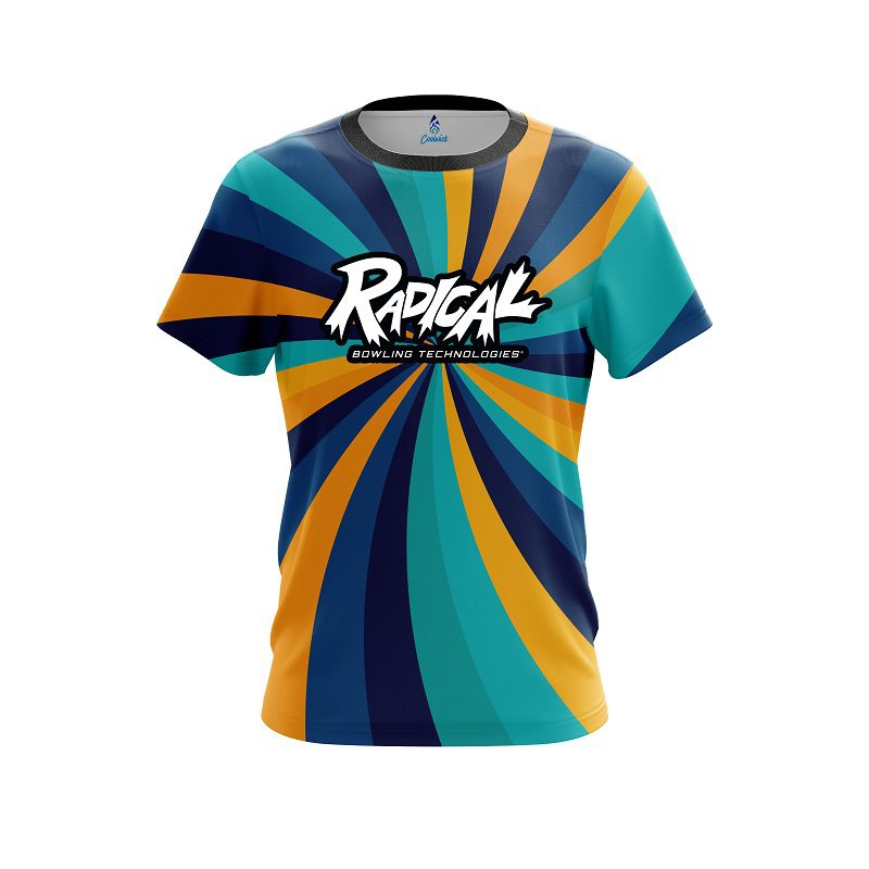 Radical Orange And Blue Color Swirl CoolWick Bowling Jersey