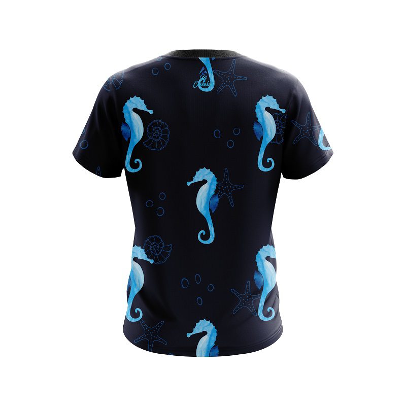 Plain Underwater Seahorse CoolWick Bowling Jersey - Image 2
