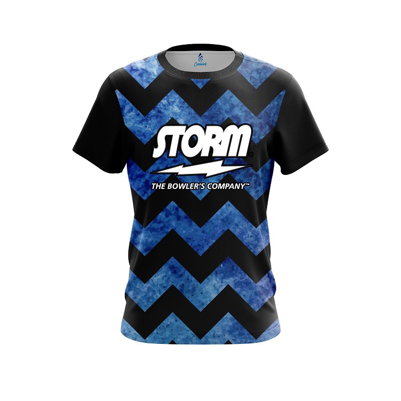 Storm Marble Zig Zag Blue CoolWick Bowling Jersey