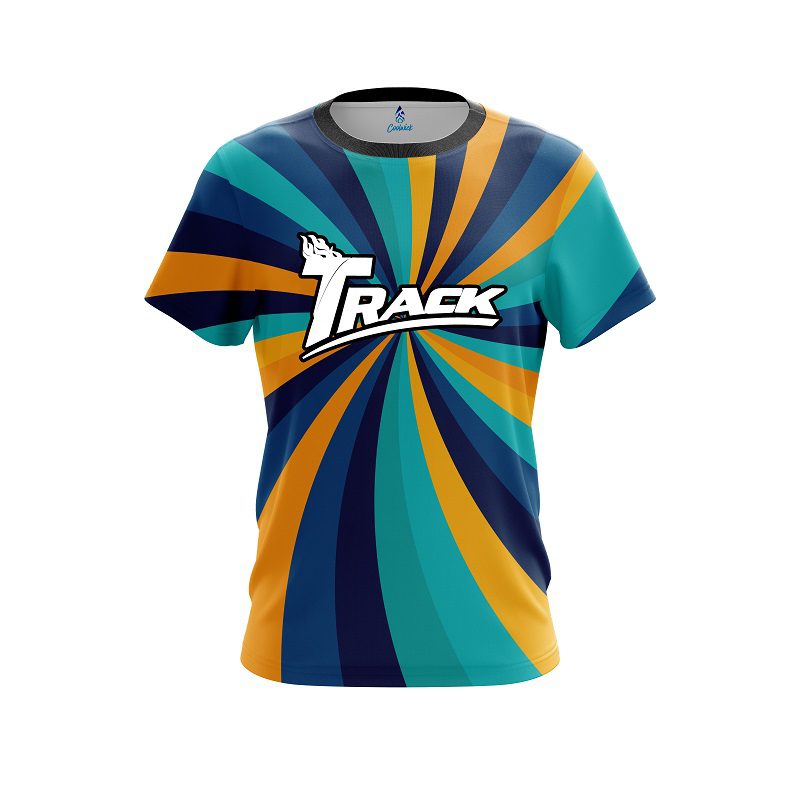 Track Orange And Blue Color Swirl CoolWick Bowling Jersey