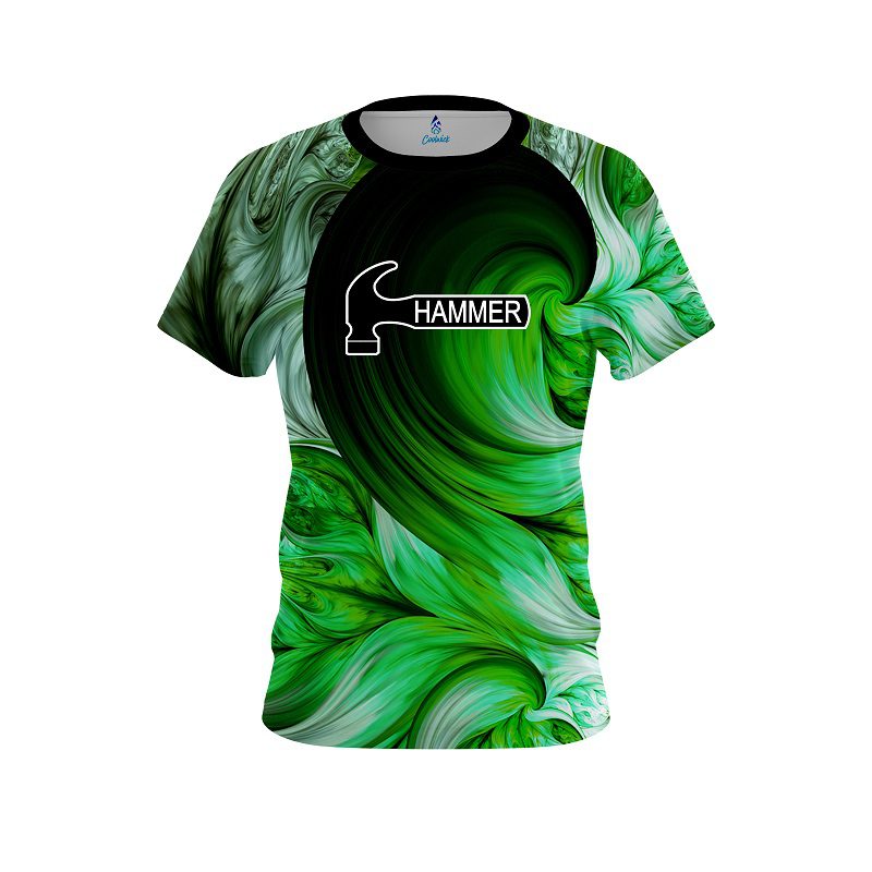 Image of Hammer Green Vortex Quick Ship CoolWick Crew Neck Bowling Jersey