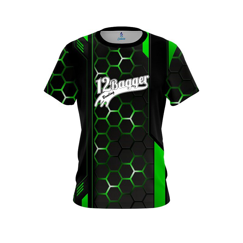 12Bagger Green Steel Comb CoolWick Bowling Jersey