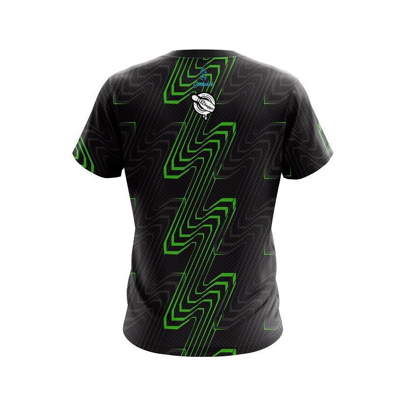 12Bagger Halftone Extreme Green CoolWick Bowling Jersey - Image 2