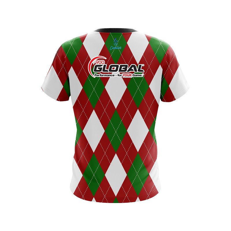 900 Global Argyle Green CoolWick Bowling Jersey - Image 2