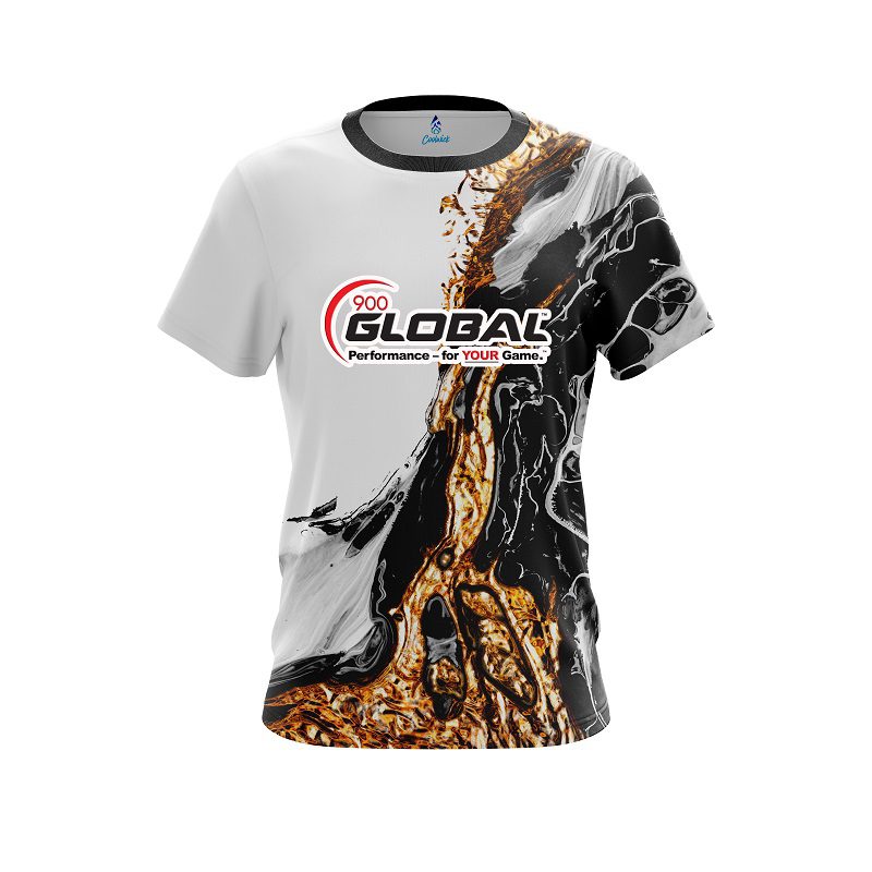 900 Global Black And Gold Liquid Marble CoolWick Bowling Jersey