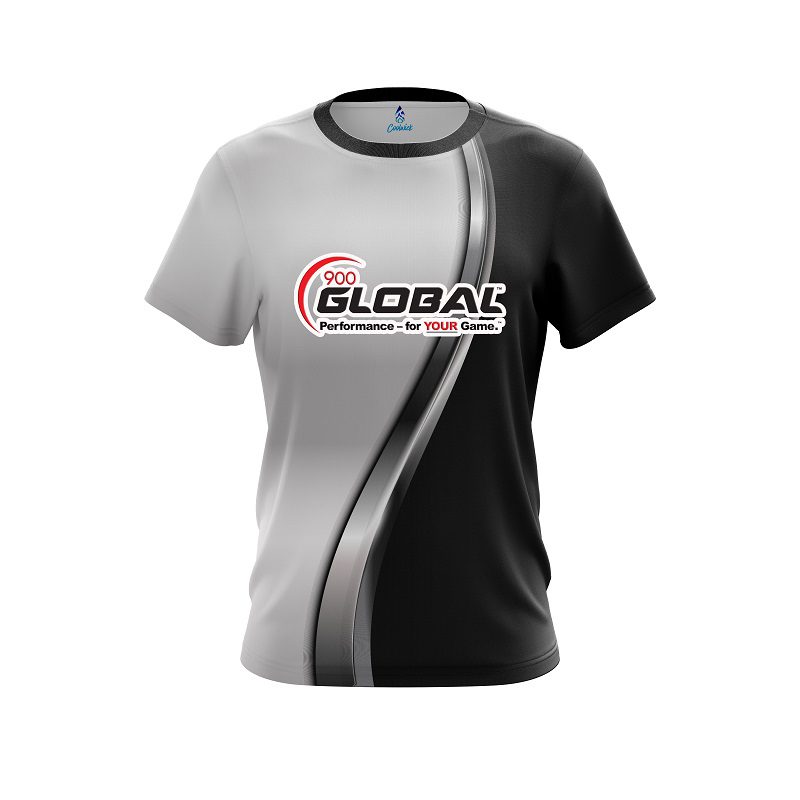 900 Global Black And Silver Helix CoolWick Bowling Jersey