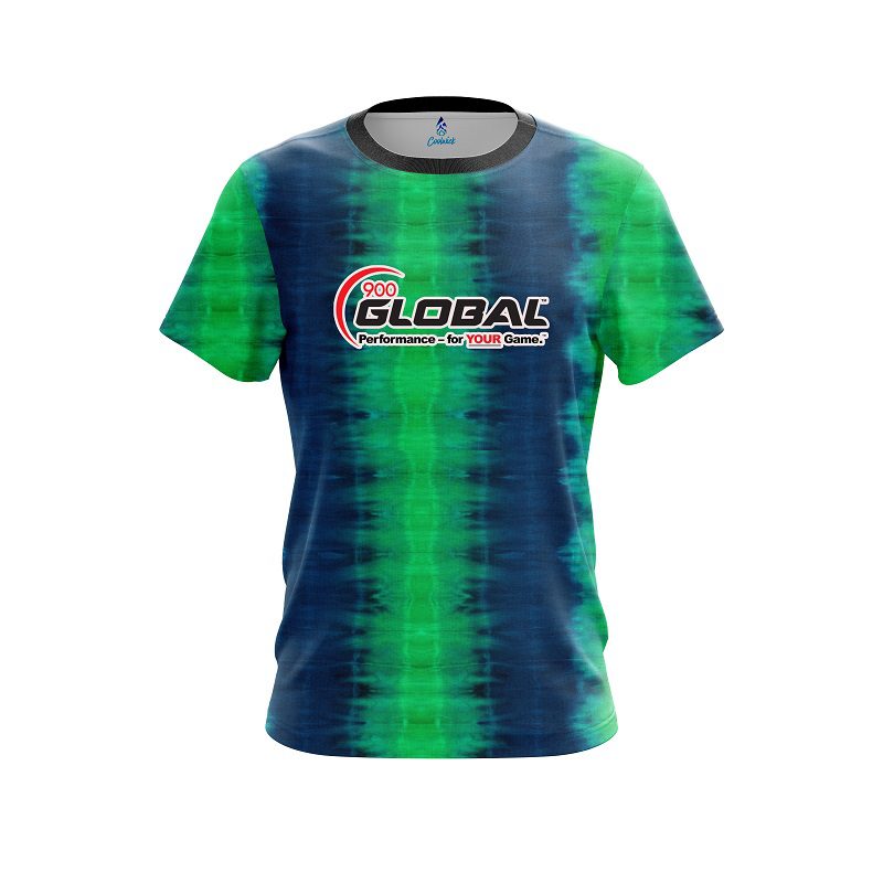 900 Global Blue And Green Tie Dye CoolWick Bowling Jersey