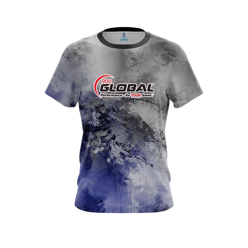 900 Global Blue And Grey Canvas CoolWick Bowling Jersey
