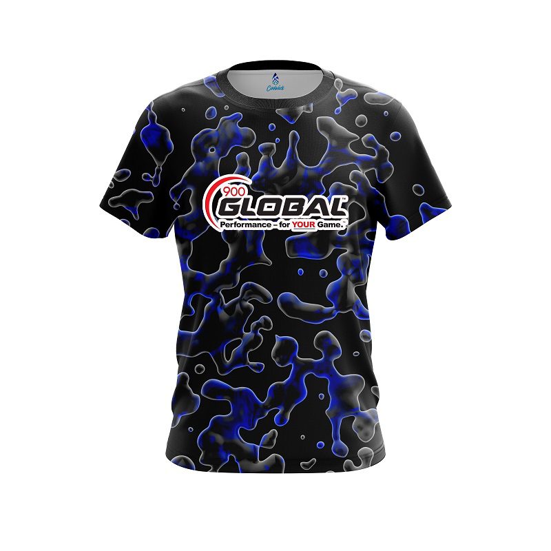 900 Global Blue Flowing Fluid CoolWick Bowling Jersey