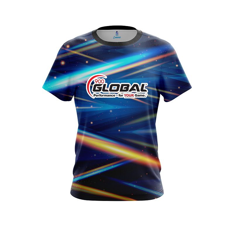 900 Global Blue Futuristic Rays CoolWick Bowling Jersey