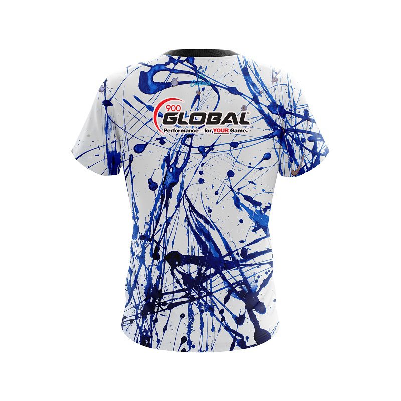 900 Global Blue Paint Splash CoolWick Bowling Jersey - Image 2