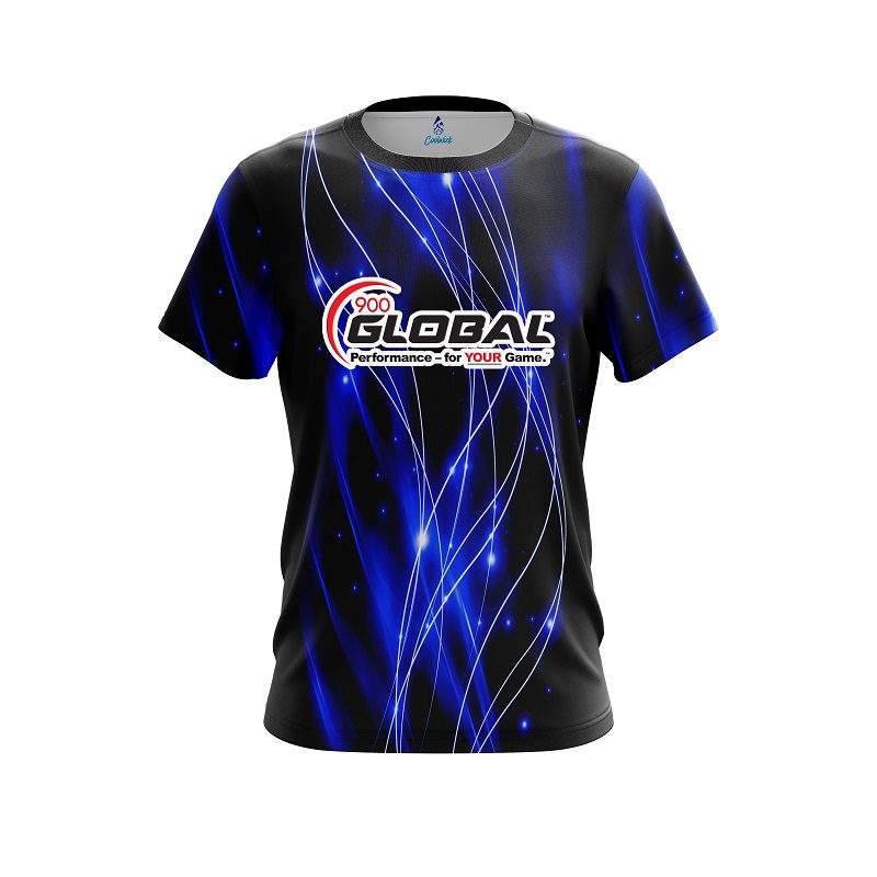900 Global Blue Spiral Waves CoolWick Bowling Jersey