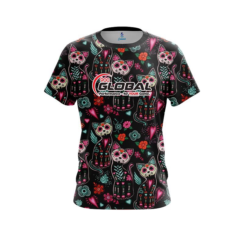 900 Global Day Of The Dead Cats CoolWick Bowling Jersey