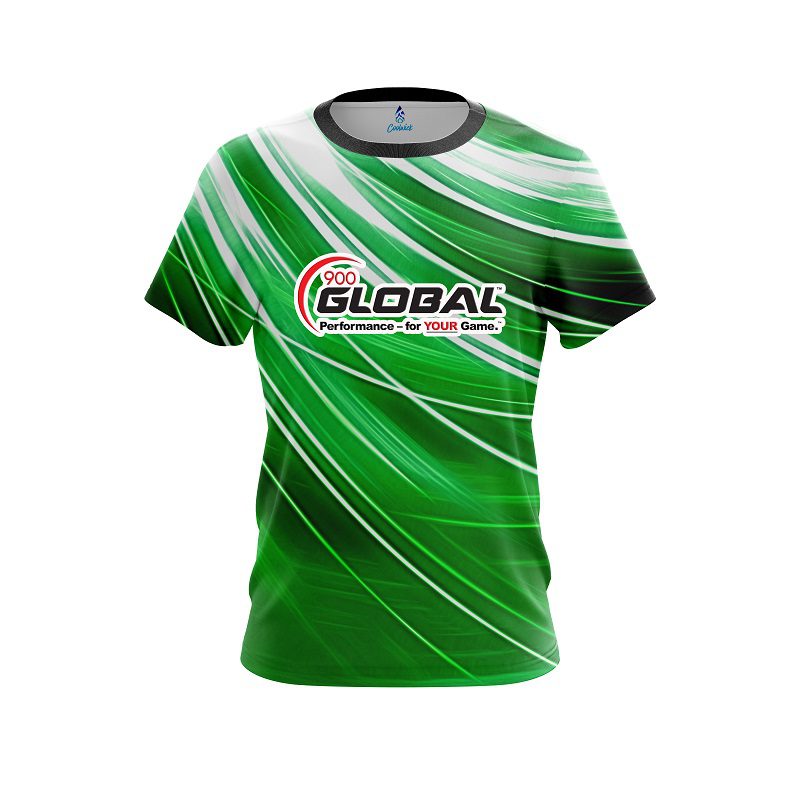900 Global Deep Green Stripes CoolWick Bowling Jersey