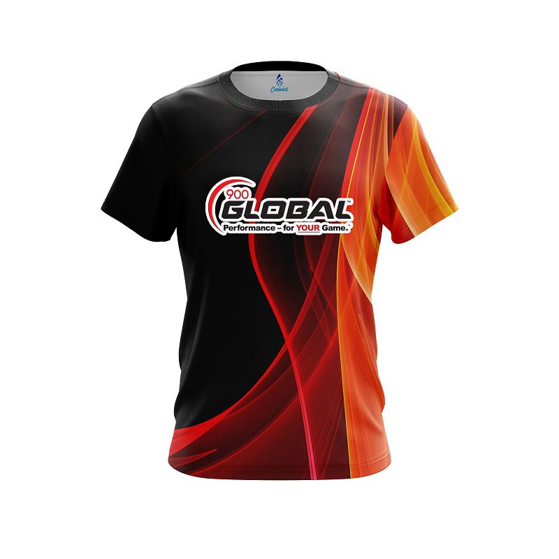 900 Global Deep Orange Curve CoolWick Bowling Jersey