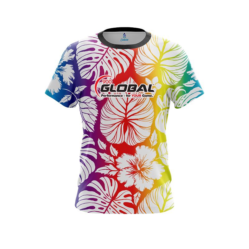 900 Global Hawaiian Tropical Leafs CoolWick Bowling Jersey