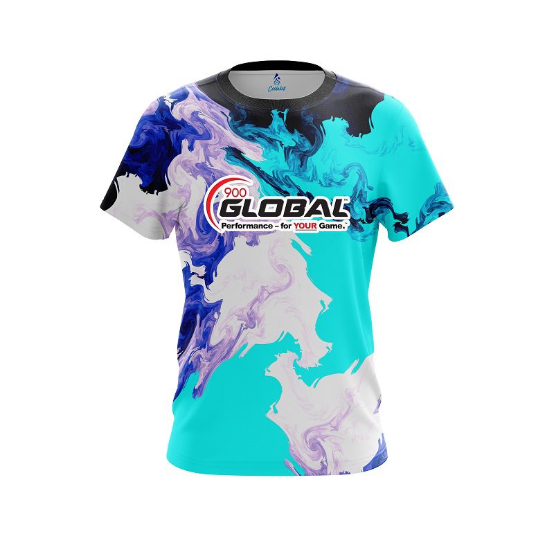 900 Global Liquid Marble Purple And Blue CoolWick Bowling Jersey