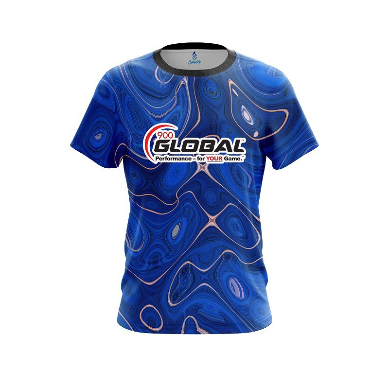 900 Global Psychedelic Blue Flow CoolWick Bowling Jersey