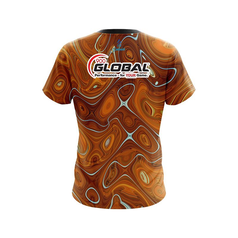 900 Global Psychedelic Orange Flow CoolWick Bowling Jersey - Image 2