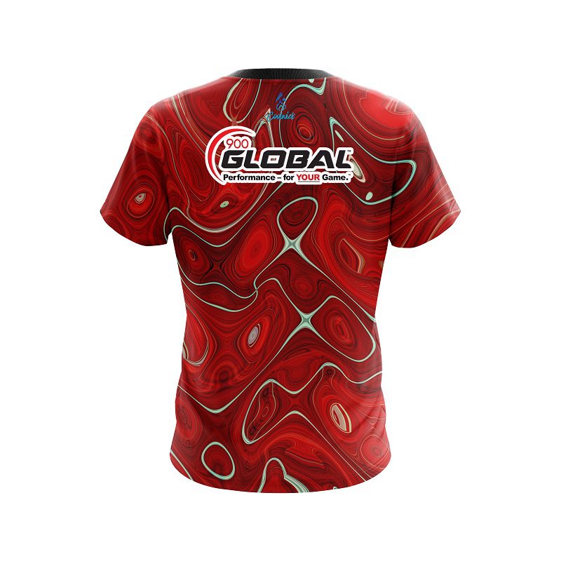 900 Global Psychedelic Red Flow CoolWick Bowling Jersey - Image 2