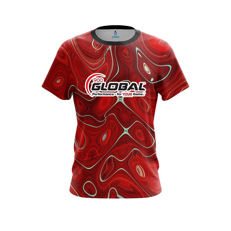900 Global Psychedelic Red Flow CoolWick Bowling Jersey