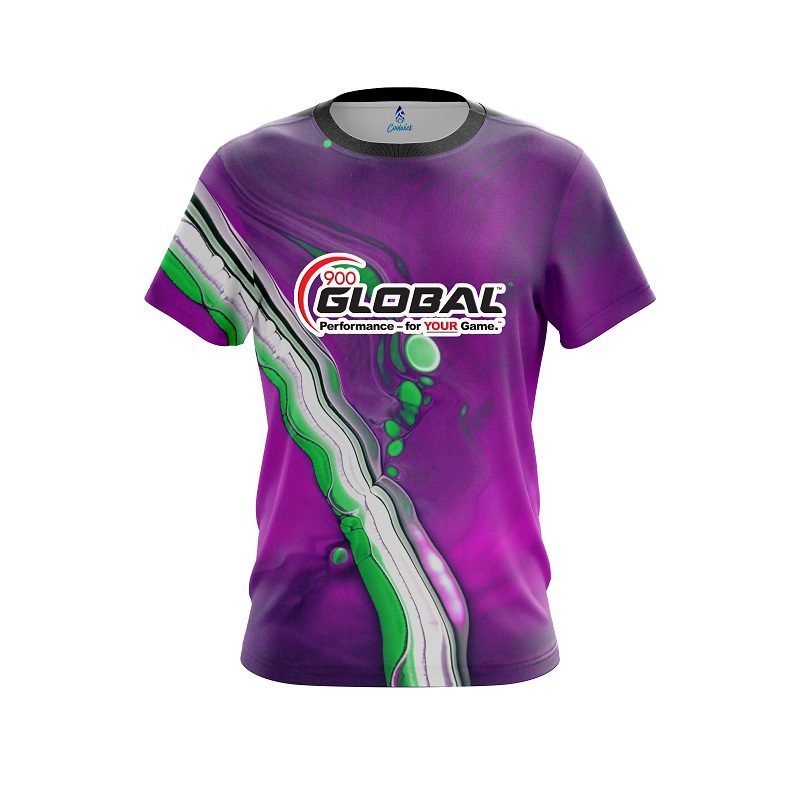 900 Global Purple And Green Liquid CoolWick Bowling Jersey