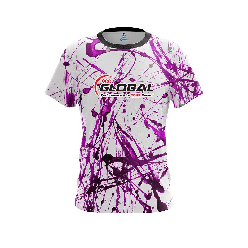 900 Global Purple Paint Splash CoolWick Bowling Jersey