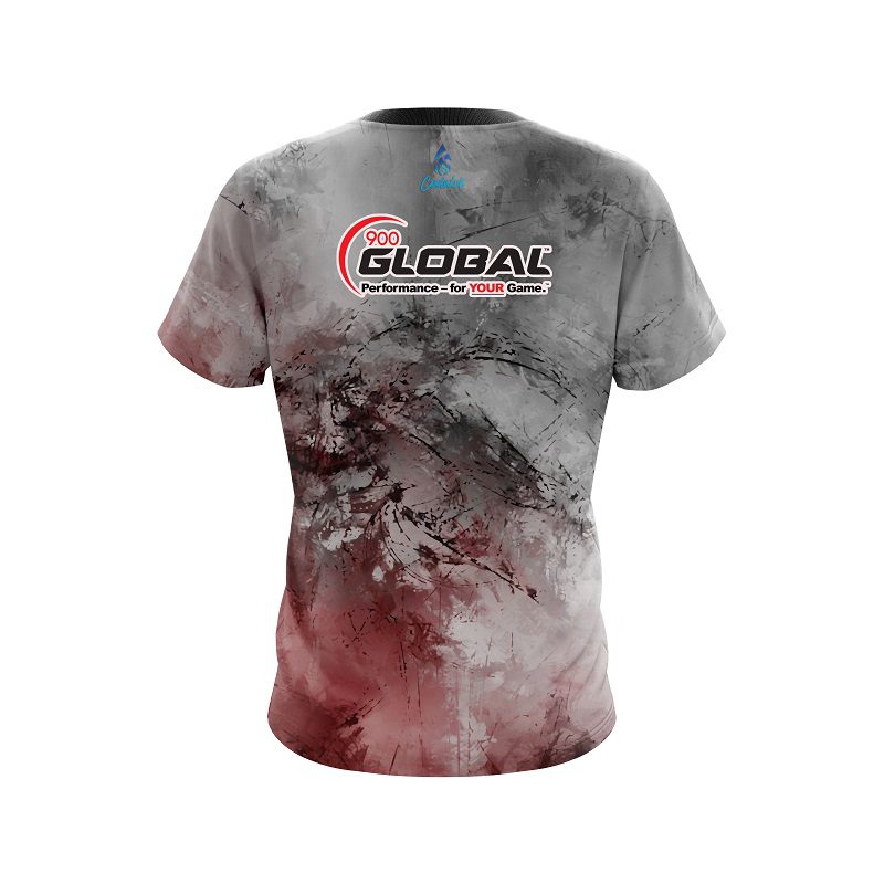 900 Global Red And Grey Canvas CoolWick Bowling Jersey - Image 2