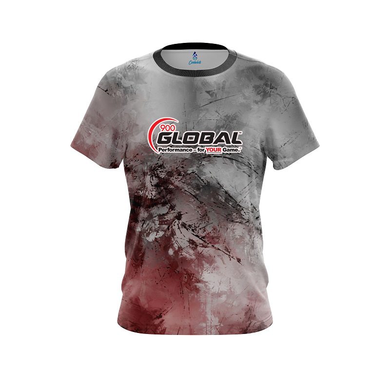 900 Global Red And Grey Canvas CoolWick Bowling Jersey