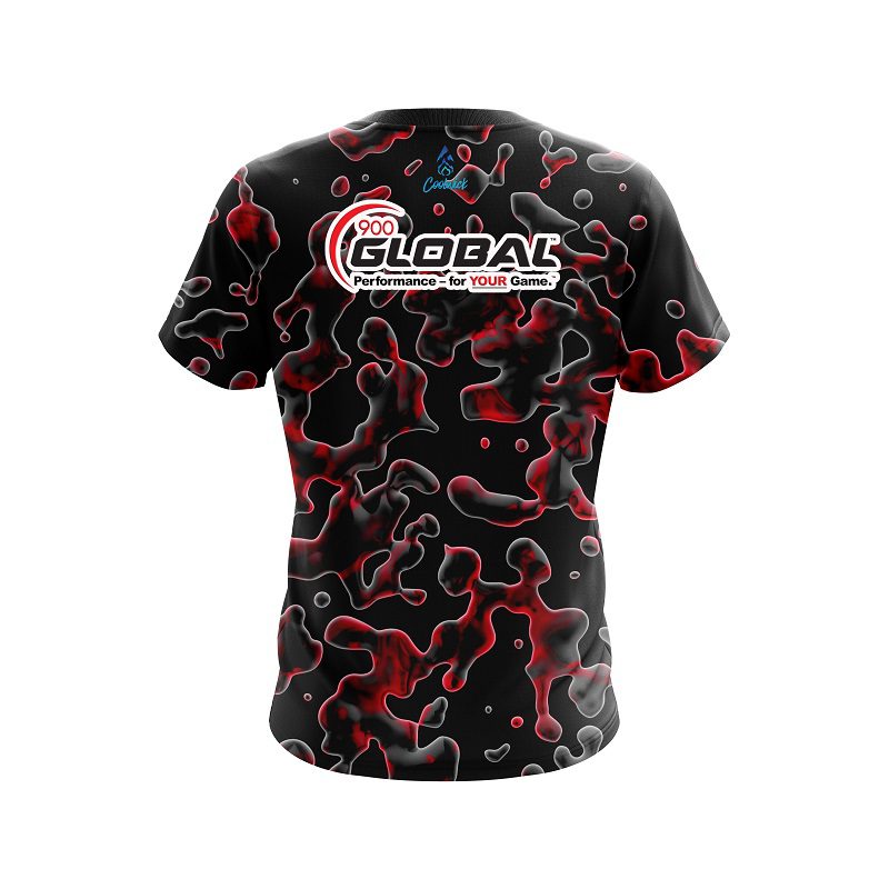 900 Global Red Flowing Fluid CoolWick Bowling Jersey - Image 2