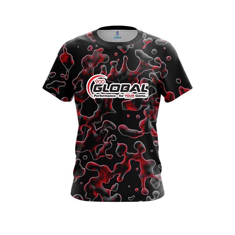 900 Global Red Flowing Fluid CoolWick Bowling Jersey