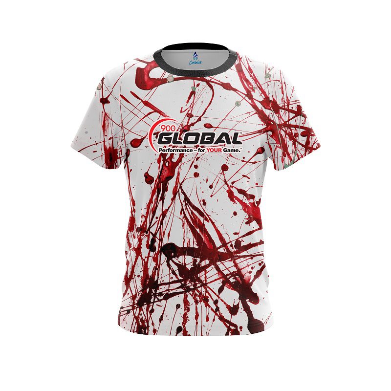 900 Global Red Paint Splash CoolWick Bowling Jersey