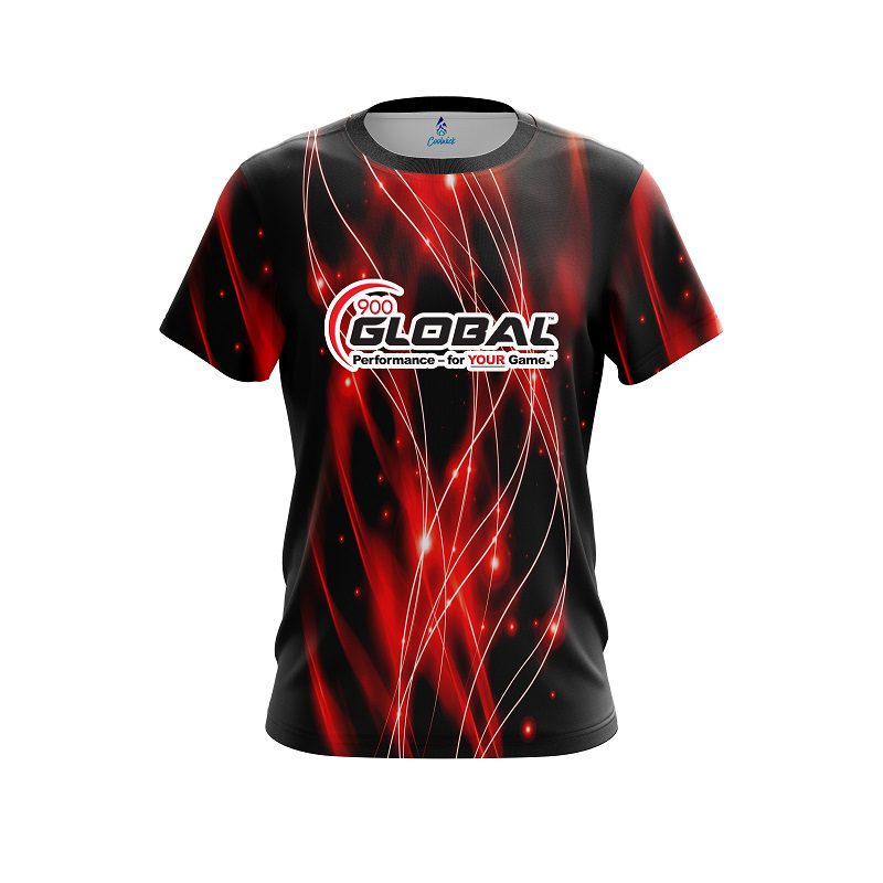 900 Global Red Spiral Waves CoolWick Bowling Jersey