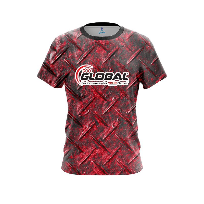 900 Global Red Diamond Plate CoolWick Bowling Jersey