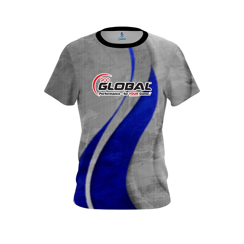 900 Global Rough Edges Blue CoolWick Bowling Jersey