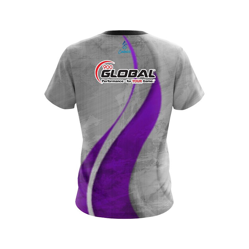 900 Global Rough Edges Purple CoolWick Bowling Jersey - Image 2